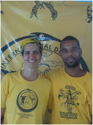 Mestra Gege e o treinel Pescador ; os professores de Capoeira Angola de IFBA de Valença 