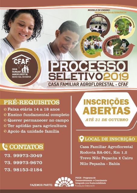 Processo Seletivo CFAF - Casa familiar