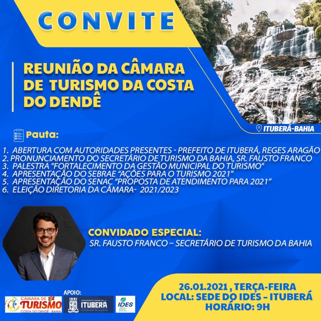 Convite - Câmara de Turismo da Costa do Dendê